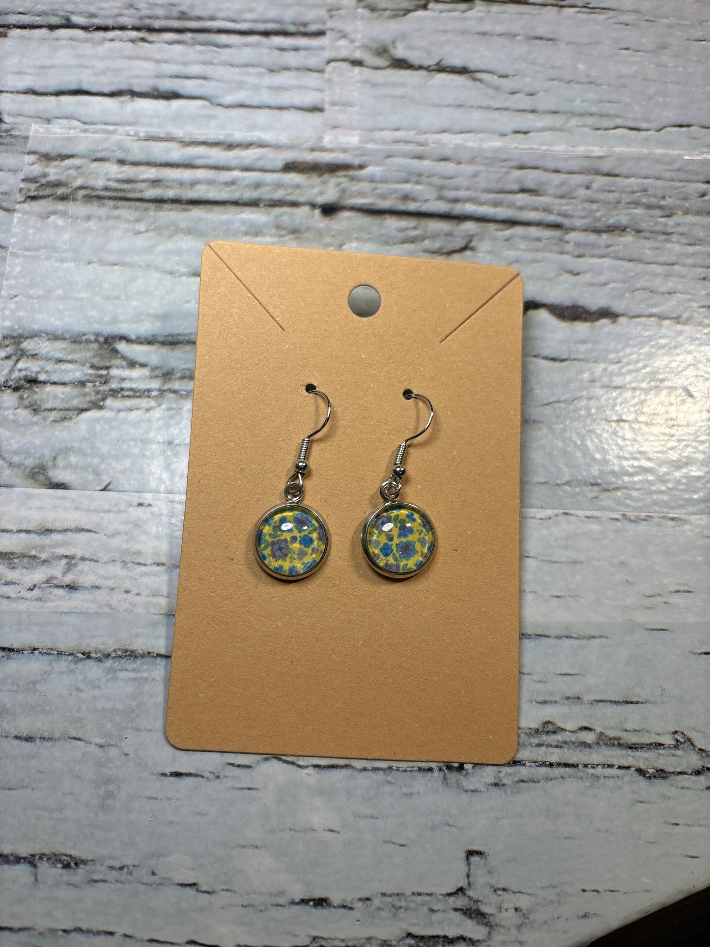 Yellow gookum print earrings