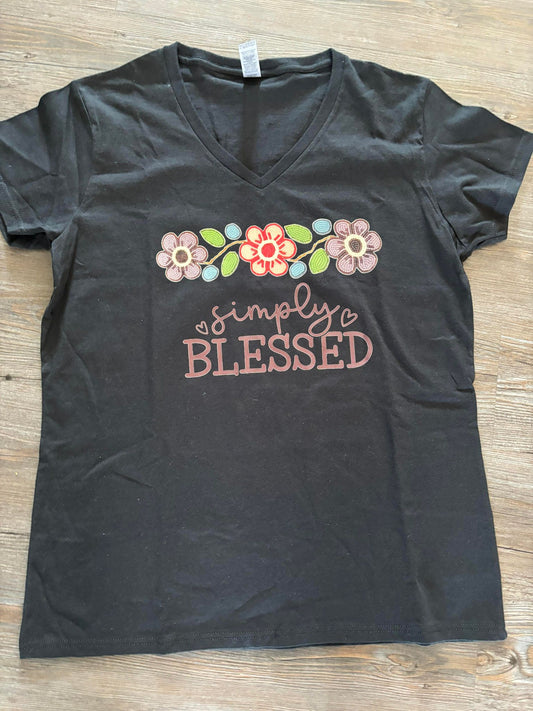 v-neck tshirt floral design and quote