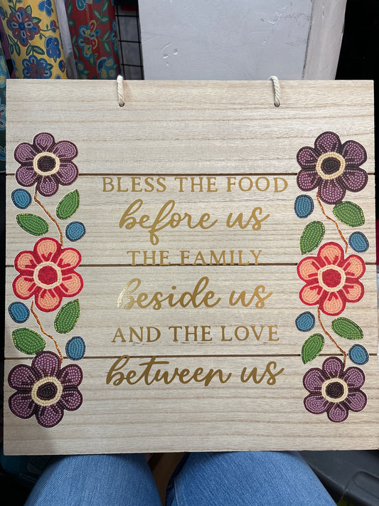Wall hanging “bless the food…”