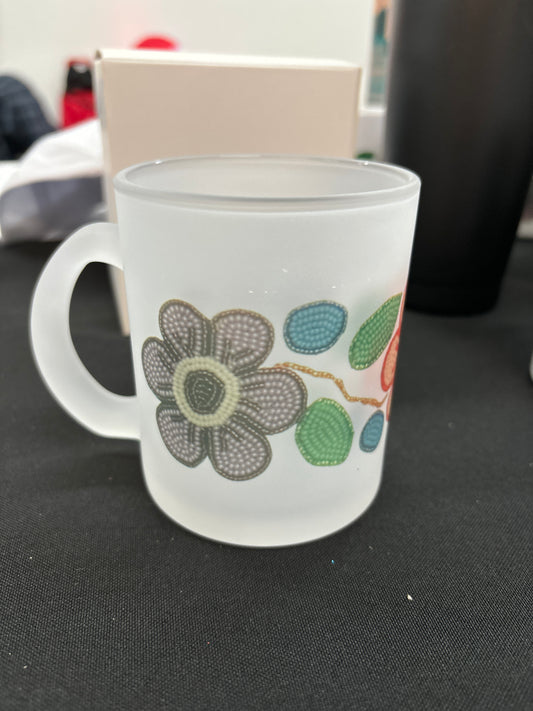 11 oz floral design frosted mug