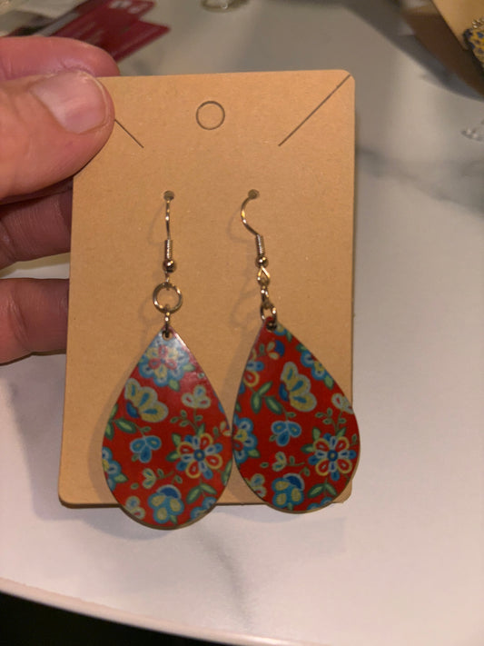 Red teardrop earrings